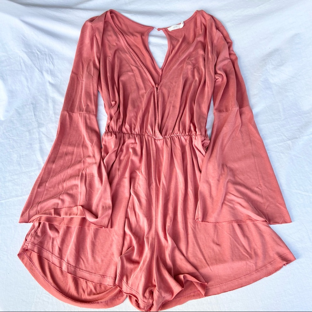 LUSH Coral Long Sleeve Romper